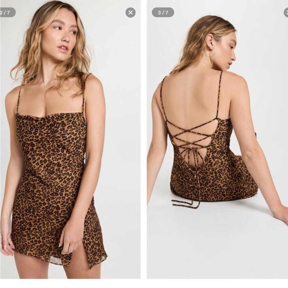 STAUD Mini Dress Bellamy Size XL Leopard Print Slip